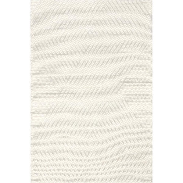 nuLOOM Bijorne Ivory 8 ft. x 10 ft. Modern Geometric Wool Area Rug