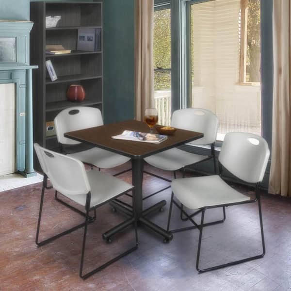 Kobe 30 in. Square Neo Walnut X Base Breakroom Table Desk