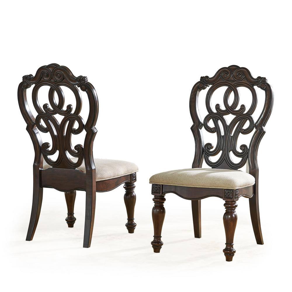Warm Pecan Upholstered Traditional Side Chair