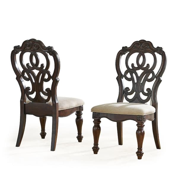 Steve Silver Royale Warm Pecan Upholstered Side Chair Set of 2