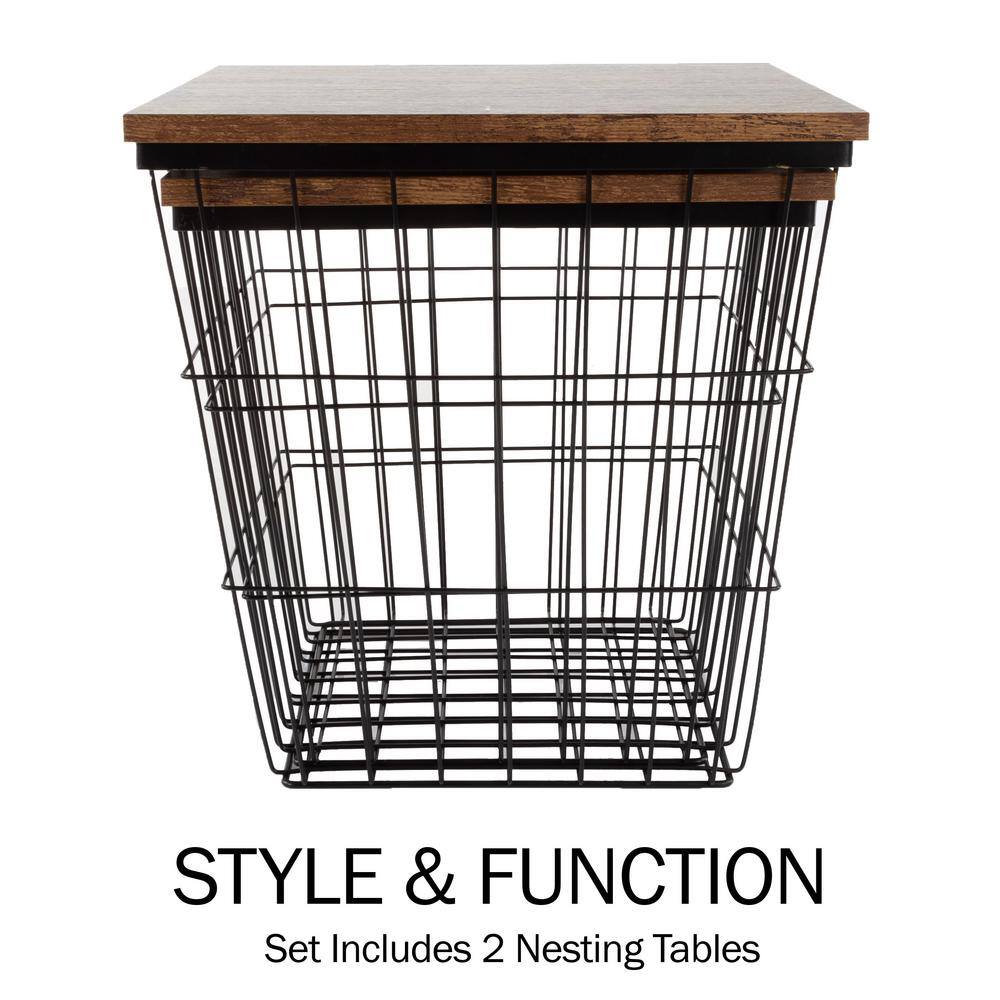 Industrial Farmhouse Nesting End Tables with Storage