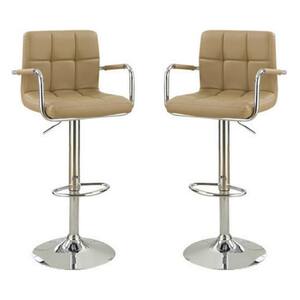 39 in. Brown Low Back Wooden Frame Bar stool with Faux Leather Seat(Set of 2)