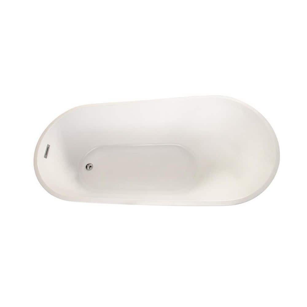 Shaia 67'' White Acrylic Freestanding Soaking Bathtub
