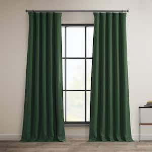 Key Green Faux Linen Room Darkening Curtain - 50 in. W x 84 in. L (1 Panel)