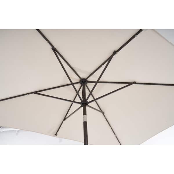 Unbranded 10 ft. Market Patio Umbrella in Beige with LED