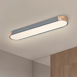 Lumin 38 in. 1-Light Gray Integrated LED Flush Mount Minimalist Long Oval Ceiling Light