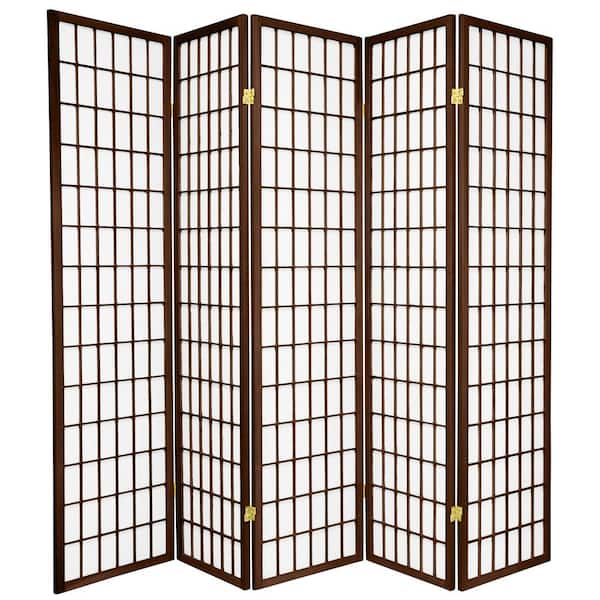 Oriental Furniture 6 ft. Walnut 5-Panel Room Divider