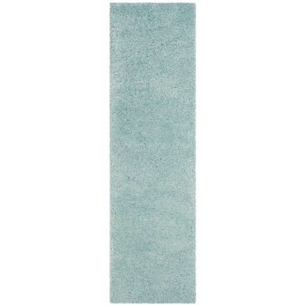 Laguna Shag 2 ft. x 10 ft. Light Blue Solid Runner Rug