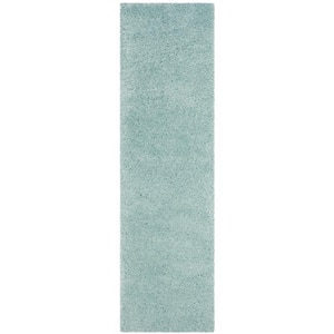 Laguna Shag Light Blue 2 ft. x 8 ft. Solid Runner Rug