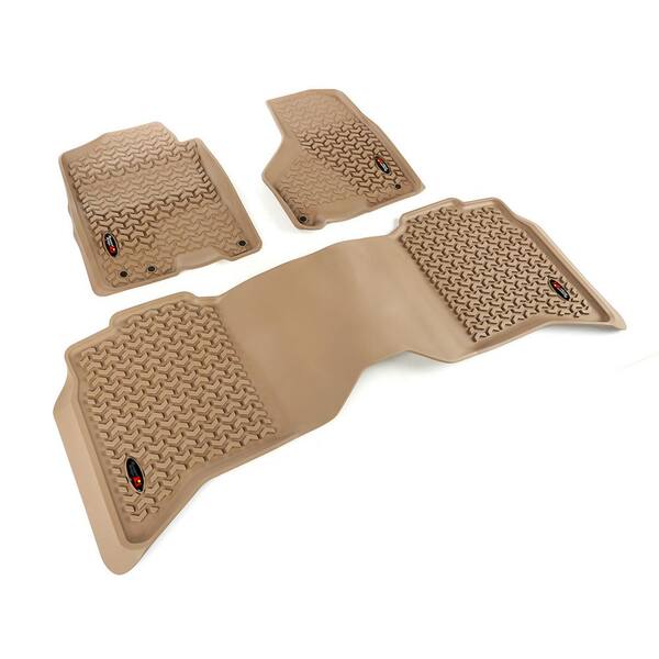 Rugged Ridge Tan Front and Rear Floor Liner Kit 2009-2018 Ram 1500/2500/3500 Crew Cab