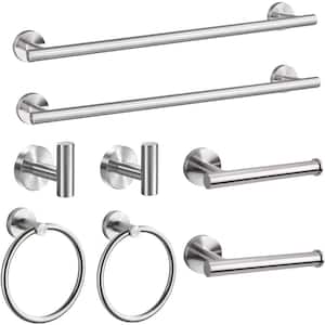 8-Piece Bath Hardware Set Wall Towel Bar, Toilet Paper Holder, Hand Towel Ring, and Robe Hook in Stainless Steel Silver