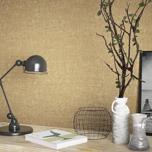 Kumano Collection Gold Textured Weave Matte Finish Non-Pasted Vinyl on Non-Woven Wallpaper Roll