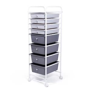 Essentials 8-Drawer Rolling Storage Cart with Wheels in Grey, 13 in. W x 14 in. D x 41 in. H
