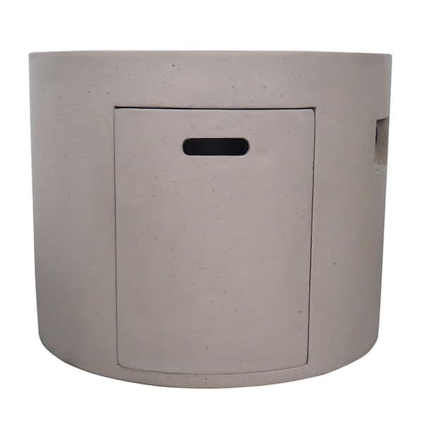 31.1 in. Outdoor 40000 Btu Light Gray Round Concrete Propane Patio Fire Pit