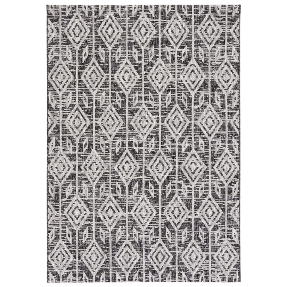 Courtyard Black/Gray 7 ft. x 10 ft. Striped Geometric Diamond Indoor/Outdoor Area Rug price history on PriceWatchPro