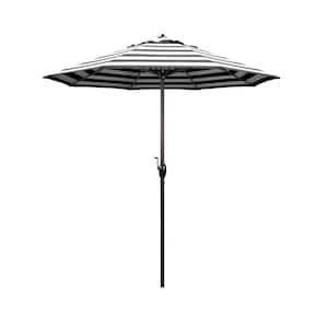 7.5 ft. Bronze Aluminum Market Auto-Tilt Crank Lift Patio Umbrella in Cabana Classic Sunbrella