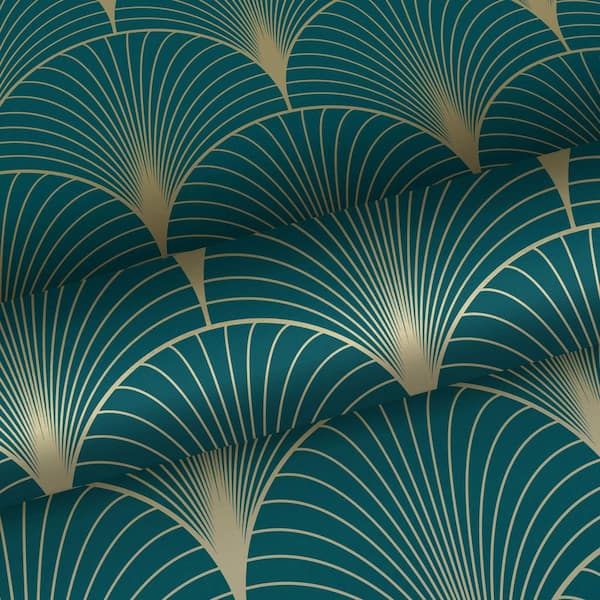 Art Deco Palms, Silver - Wallpaper
