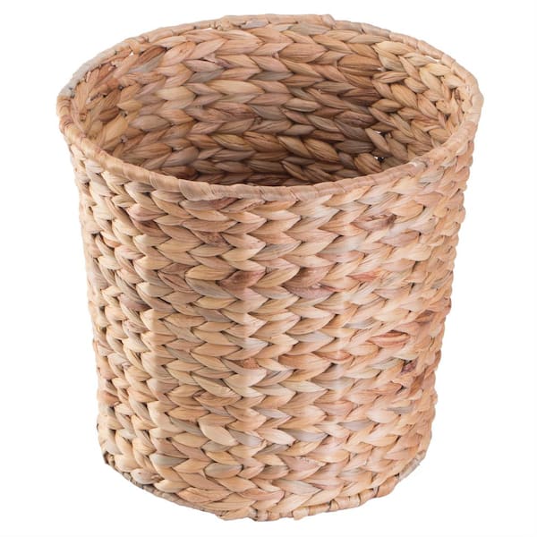 Round Wicker Natural Water Hyacinth Waste Basket
