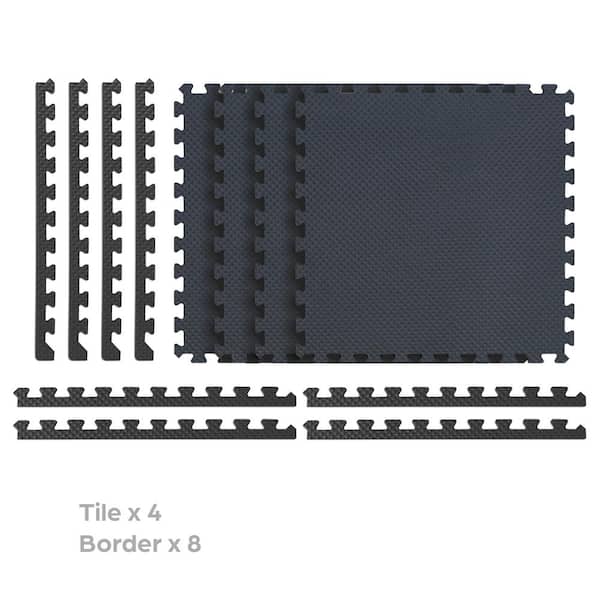 TrafficMaster Black/Gray 24 in. x 24 in. x 0.47 in. Foam Dual