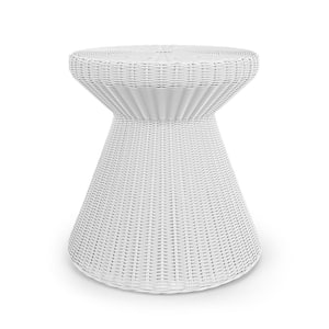 Hula White Resin Wicker Outdoor Side Table