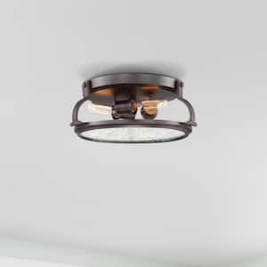 15.5 in. Eaton 3-Light Satin Copper Bronze Interior Ceiling Light Flush Mount