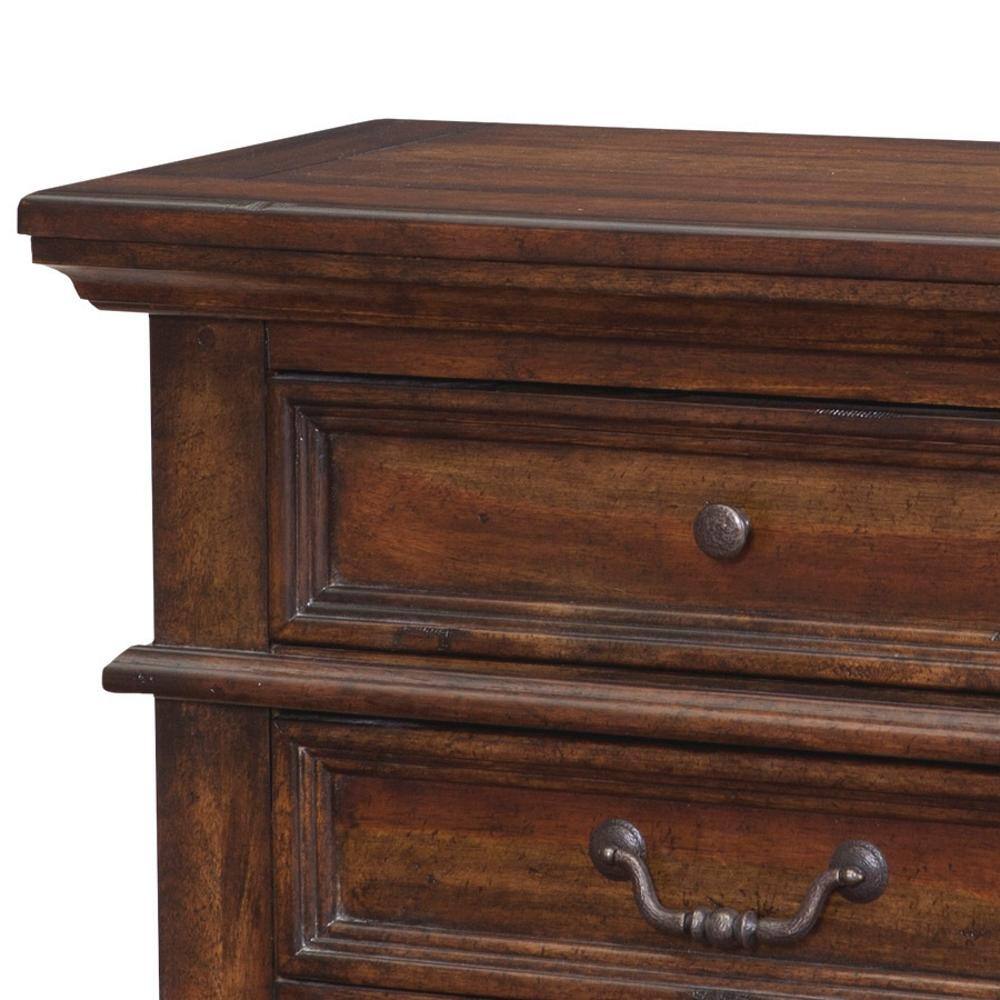 Stonebrook Tobacco Brown Hardwood 3-Drawer Nightstand