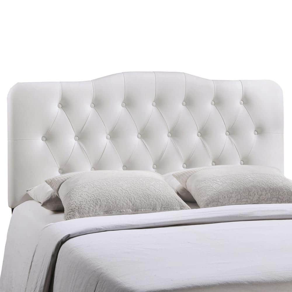 Annabel White Faux Leather Queen Tufted Headboard