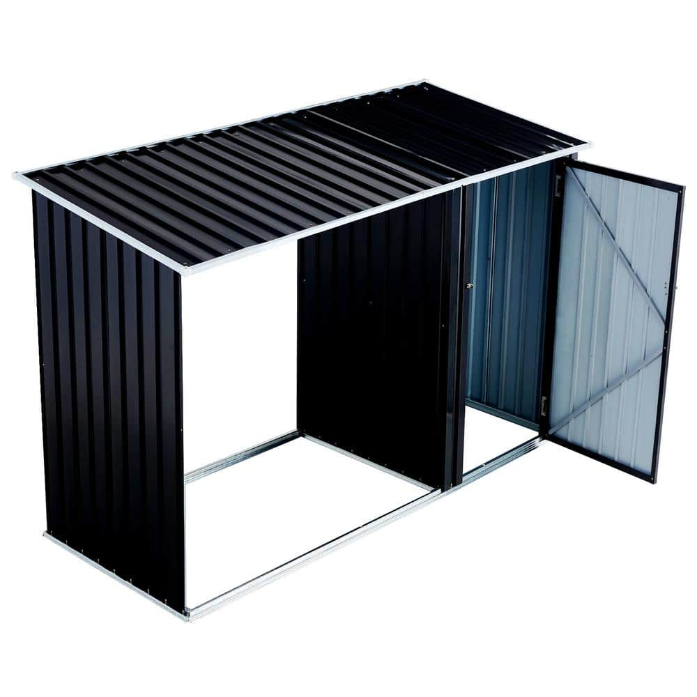98 in. Dark Gray Galvanized Steel Outdoor Firewood Storage Shed