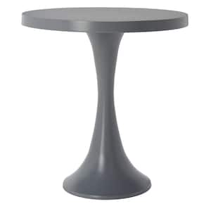 Galium 17.5 in. Gray Round Metal End Table