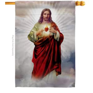 28 in. x 40 in. Sacred Heart of Jesus Religious House Flag Double-Sided Decorative Vertical Flags