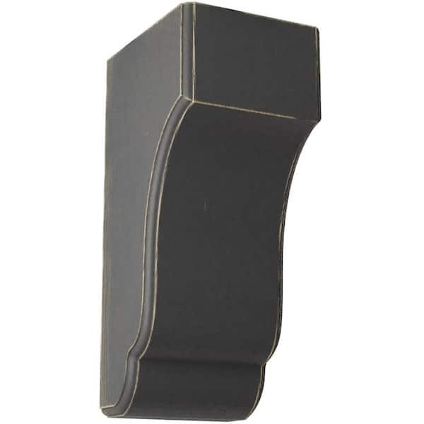 Ekena Millwork 5-3/4 in. x 14 in. x 7 in. Black Capistrano Mission Wood Vintage Decor Corbel