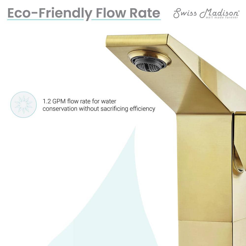 Carré Brushed Gold Single-Handle High Arc Bathroom Faucet