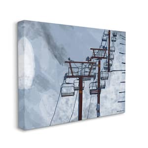 "Ski Lift Blue Sky Painting" by Karen Dreyfus Canvas Wall Art 24 in. x 30 in.