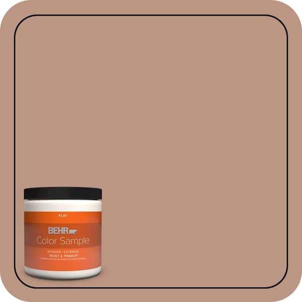 BEHR PREMIUM PLUS 8 oz. #S190-4 Spiced Brandy Flat Interior/Exterior Paint & Primer Color Sample