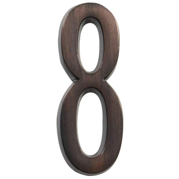 Everbilt 4 in. Aged Bronze Flush Mount Self-Adhesive House Number 8