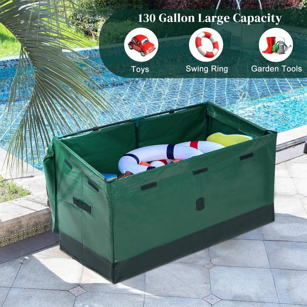 130 Gallon Green PVC Waterproof Outdoor Deck Box