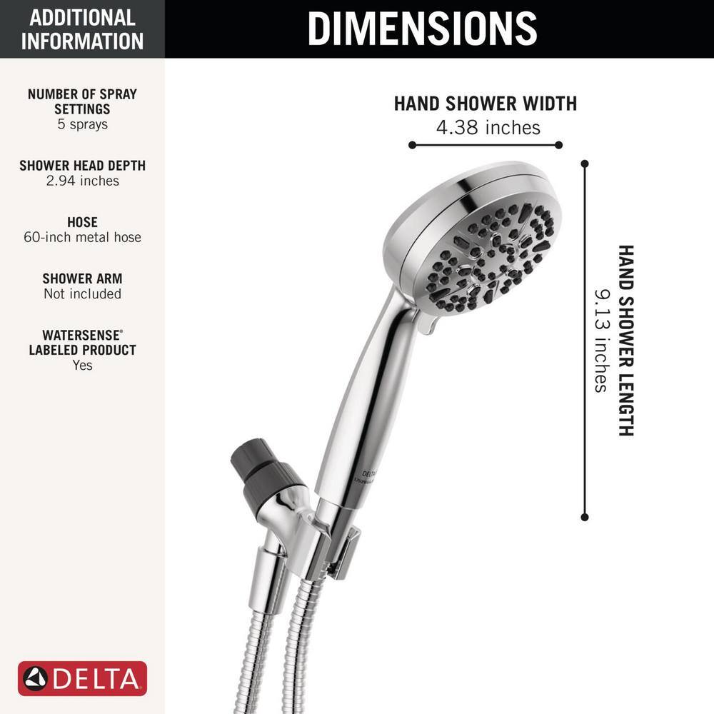 Chrome Adjustable Height Multi-Head Handheld Shower with Pulse