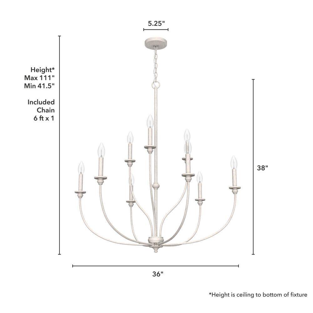 Distressed White 9-Light 2-Tier Metal Chandelier