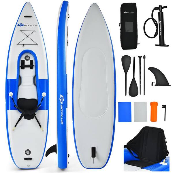 Costway Blue Inflatable Kayak Includes Aluminum Paddle with Hand Pump (1-Person)