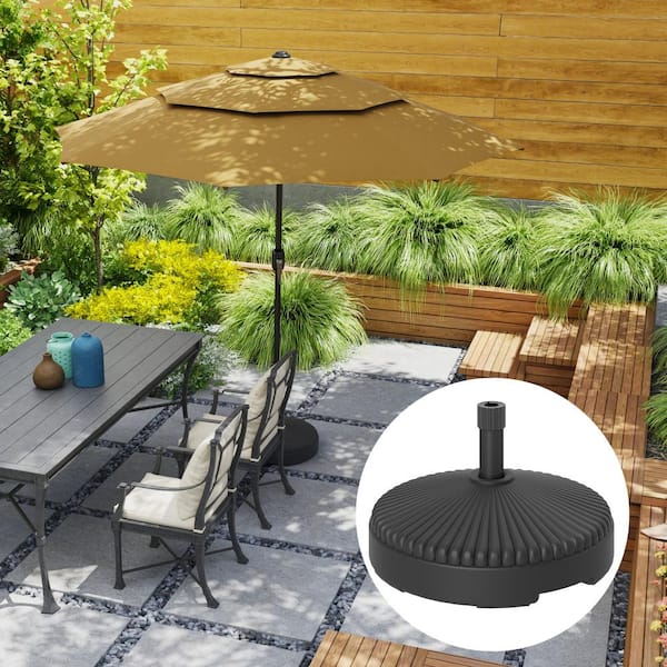 a tile that holds patio umbrellas Outsunny Umbrella Base Holder, Heavy Duty Outdoor Umbrella Stand Base, Filled Up to 42lbs with Stand or 33lbs with Water for Garden, Poolside, B Designed for patios Patio Outdoor Tiles | PVC