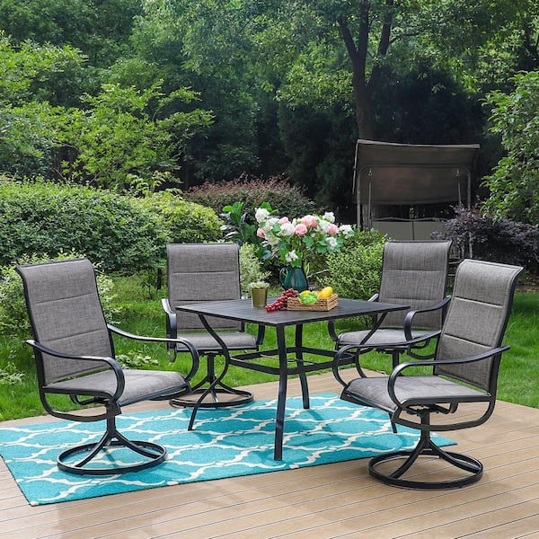 5 Piece Metal Outdoor Patio Dining Set, Swivel Patio Dining Chairs Canada