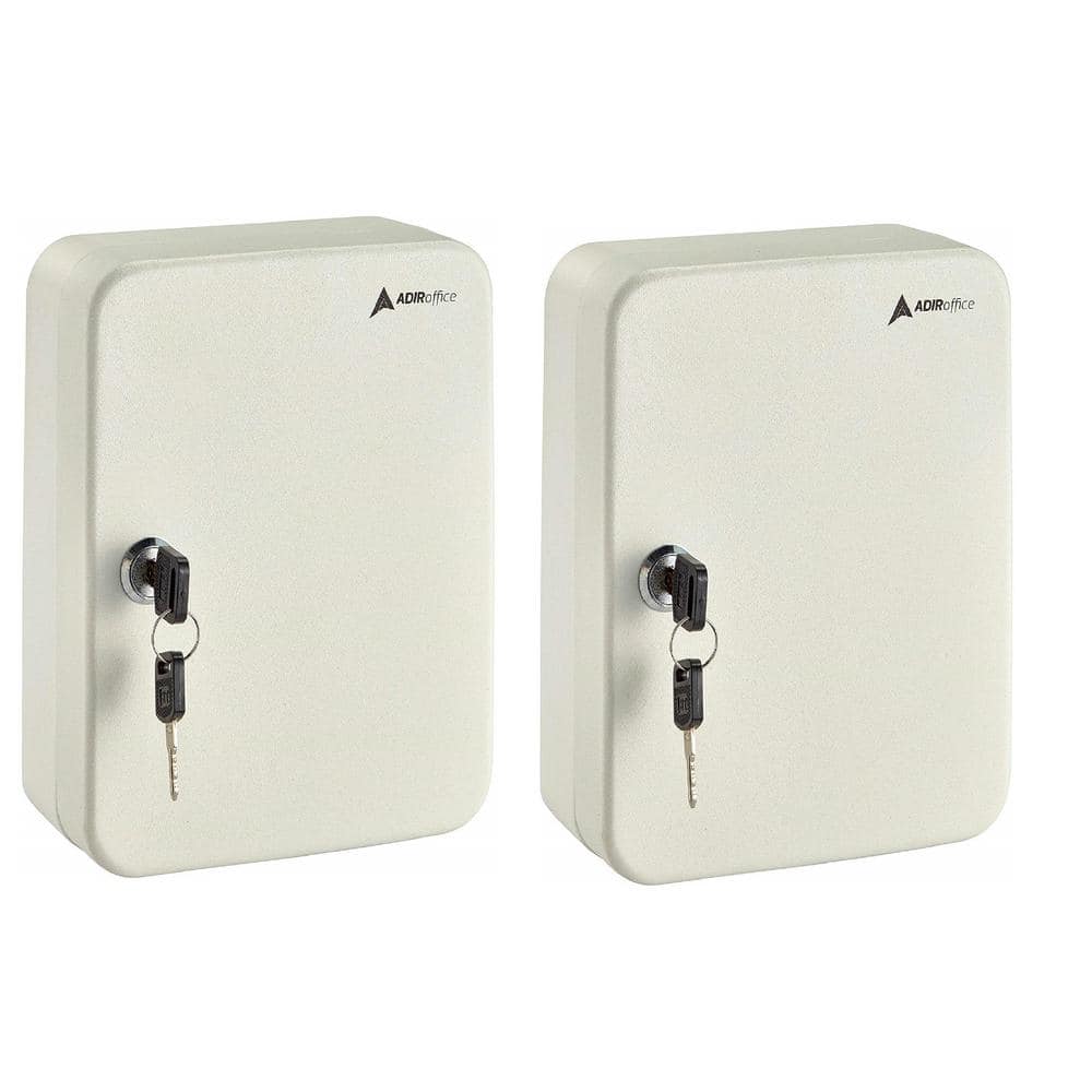 48 Key Steel Secure Cabinet with Key Lock, White (2-Pack)