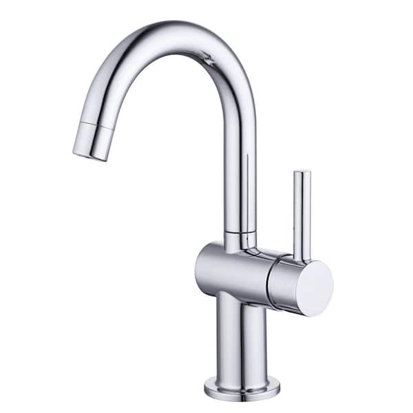 Dorind Single Hole Single-Handle Deck Mount High-Arc Bathroom Faucet in Polished Chrome