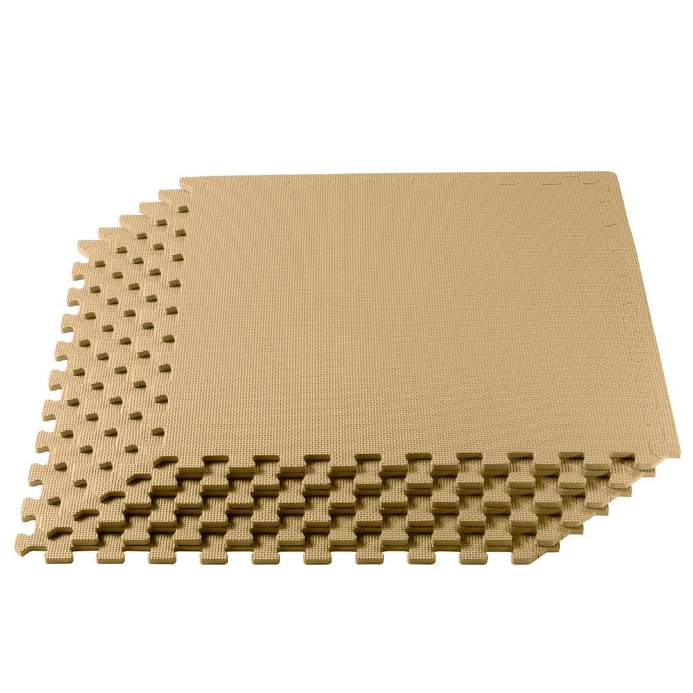 We Sell Mats Multipurpose 24 in. x 24 in. 3/8 in. Thick EVA Foam Gym/Exercise Tiles 6 pack 24 sq ft. - Sand, Brown