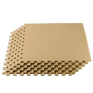 Multipurpose 24 in. x 24 in. 3/8 in. Thick EVA Foam Gym/Exercise Tiles 6 pack 24 sq ft. - Sand