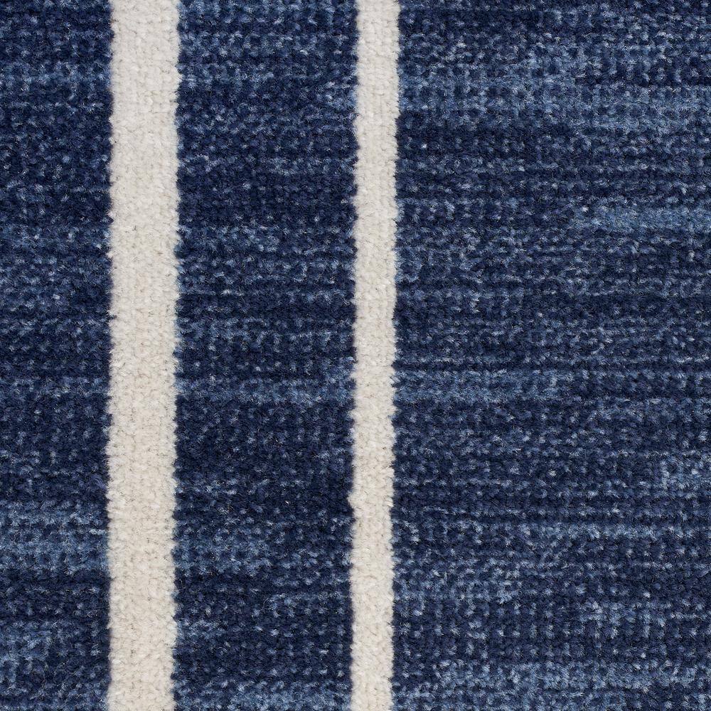 Navy/Ivory Synthetic 5' Square Indoor/Outdoor Easy-Care Rug