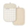 KitchenAid Gingham Pot Holder 2-Pack Set, Milkshake Tan, 7x10