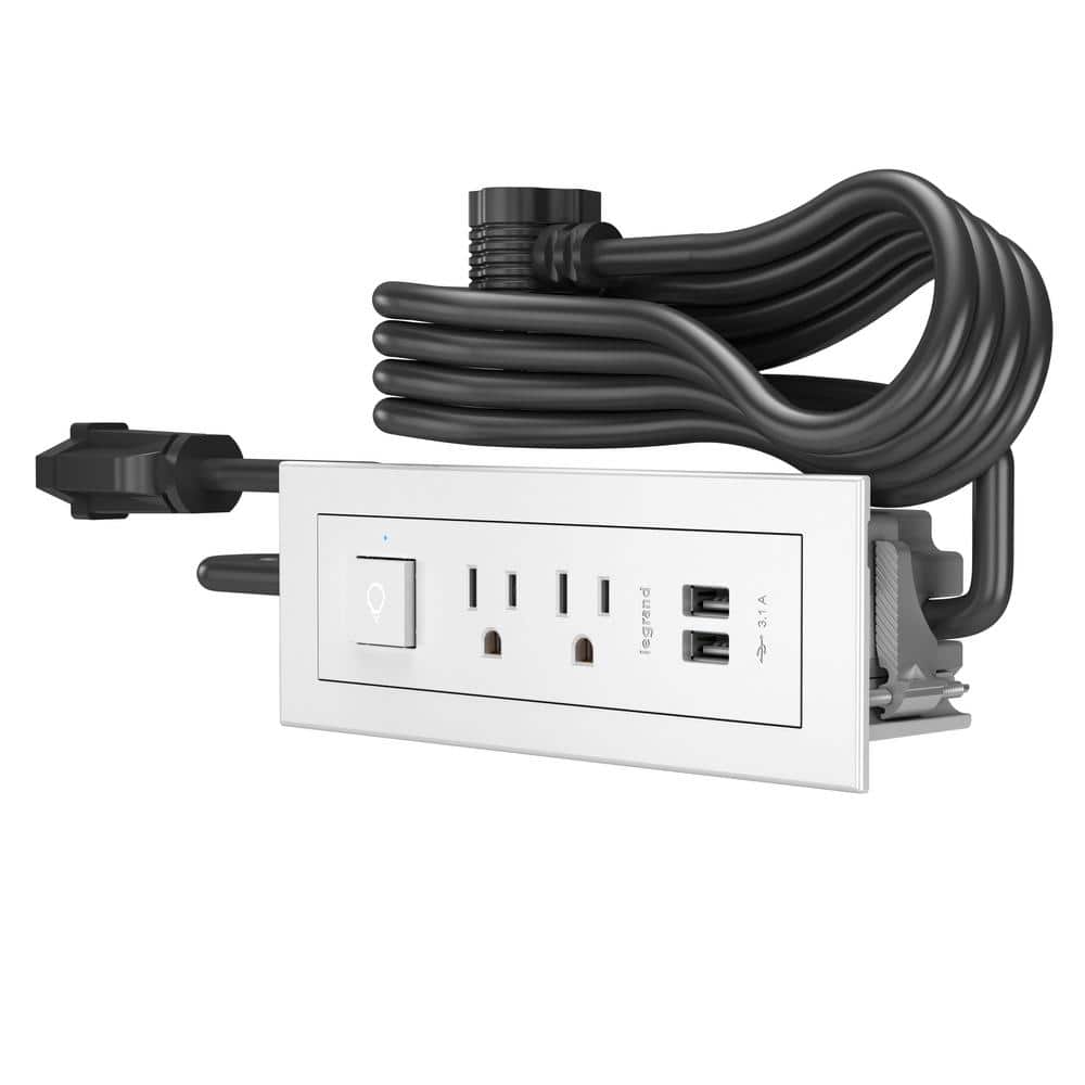 radiant 15 Amp White 2-Outlet and 2 Type A USB Recessed Furniture Power Strip with Switch and 10 Ft. Cord price history on PriceWatchPro