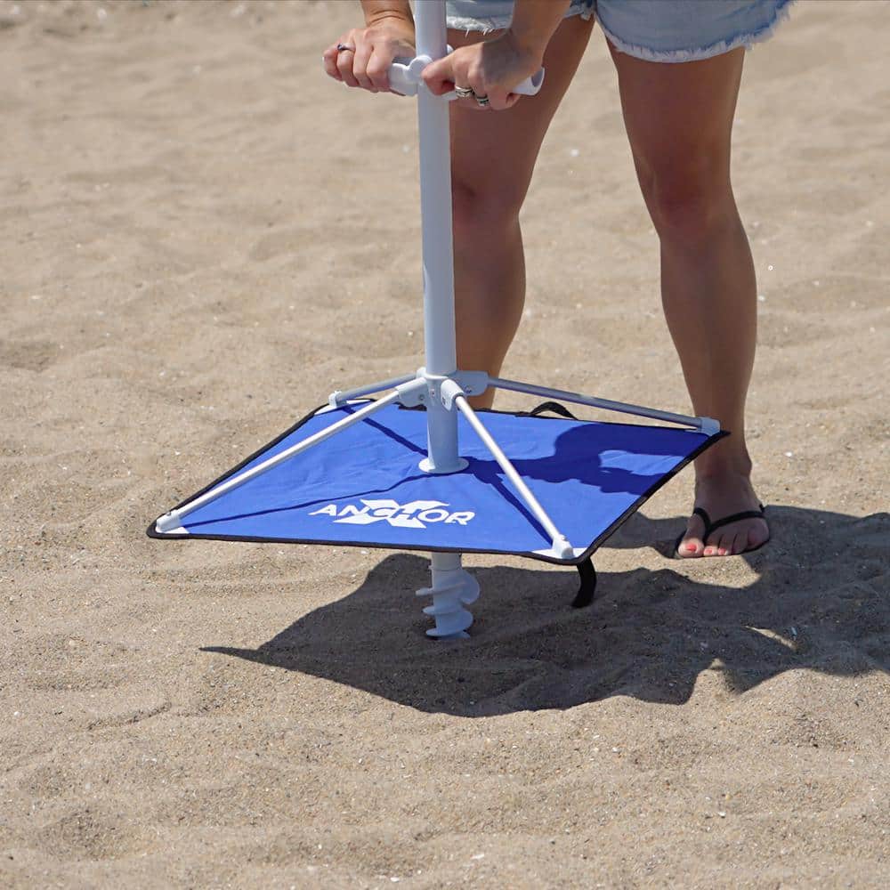 Rio Beach 7 ft. Blue and Turquoise Market Umbrella with Anchor