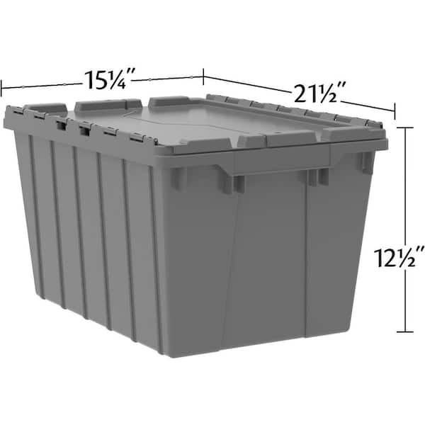 12 Gal. Attached Lid Container in Blue (6-Pack)
